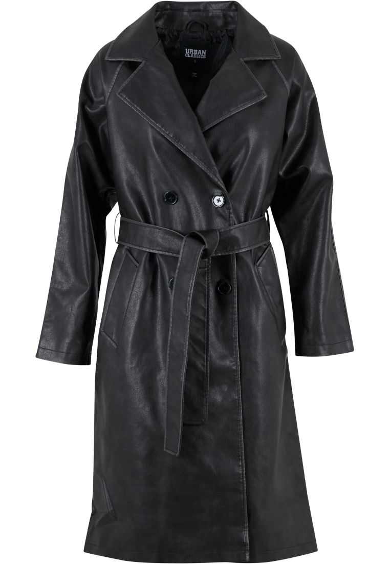Ladies Vintage Leather Trenchcoat - - TTUTB7183 - 6