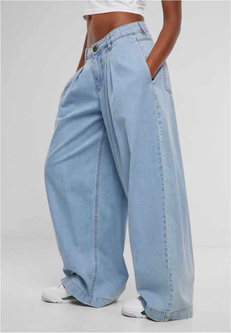 Ladies Wide Leg Light Denim Pants - Naisten Farkut - TTUTB7192 - 249