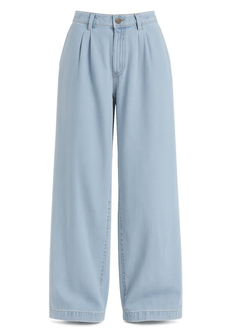 Ladies Wide Leg Light Denim Pants - Naisten Farkut - TTUTB7192 - 242