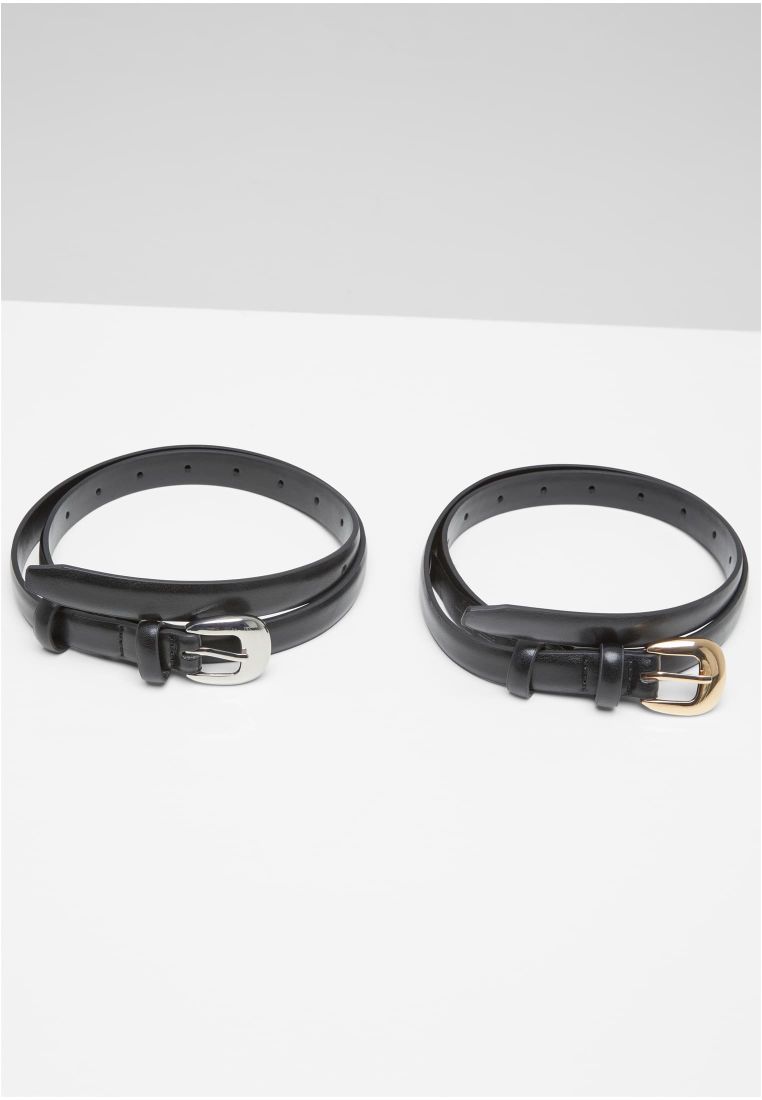 Chunky Buckle Slim Belt 2-Pack -  - TTUTB7208A - 3
