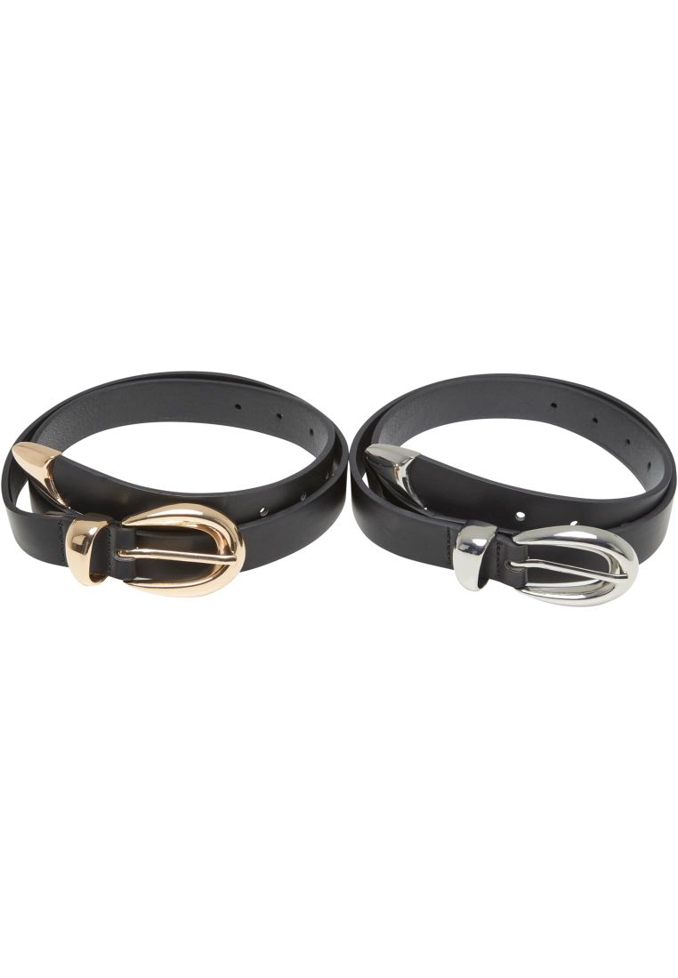 Chunky Buckle Loop Synthetic Leather Belt 2-Pack -  - TTUTB7211A - 32