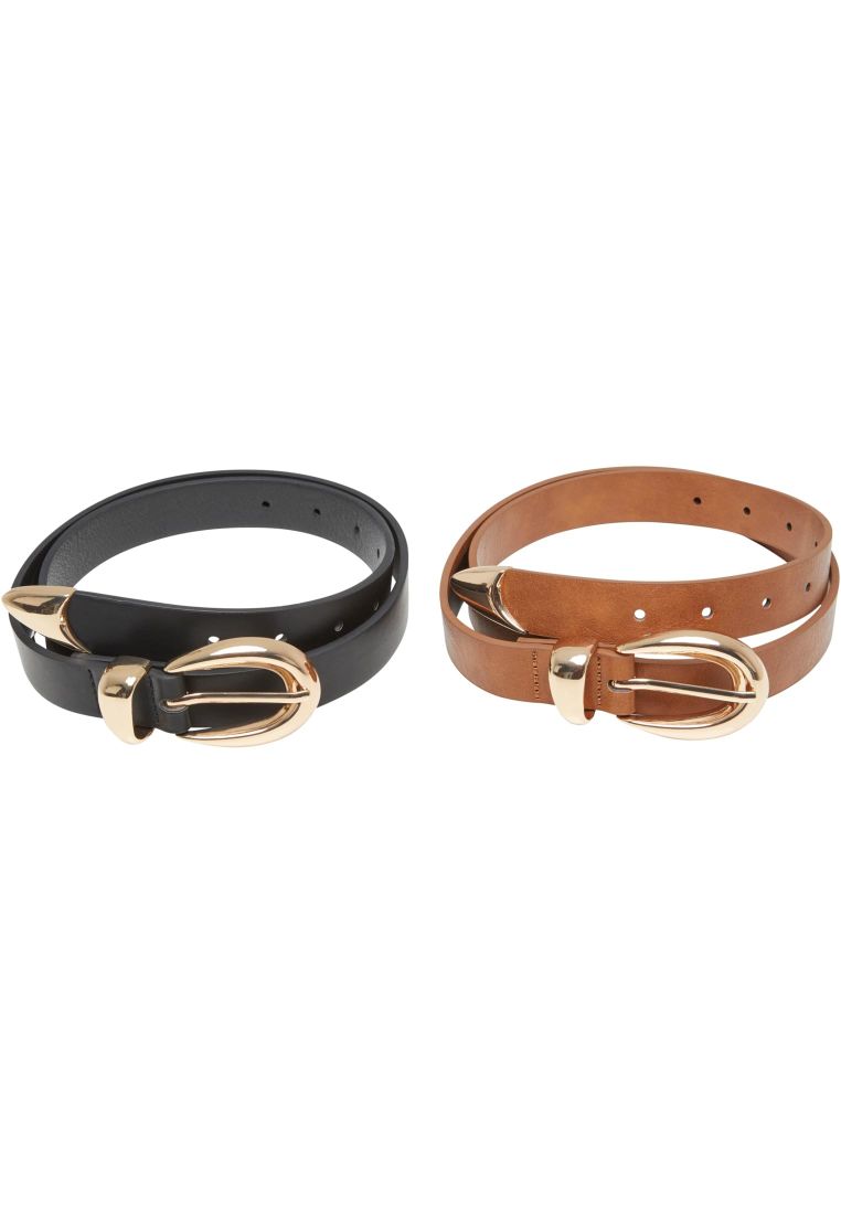 Chunky Buckle Loop Synthetic Leather Belt 2-Pack -  - TTUTB7211A - 92