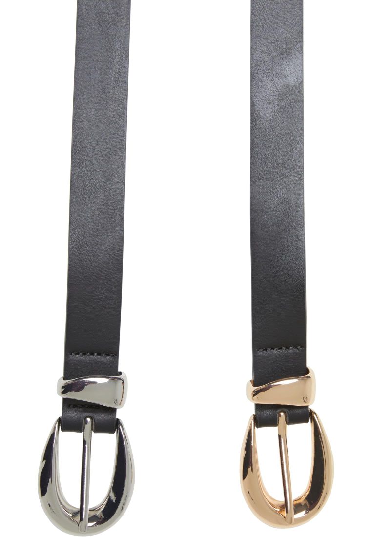 Chunky Buckle Loop Synthetic Leather Belt 2-Pack - - TTUTB7211A - 35