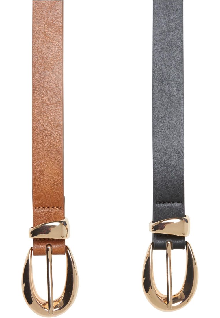 Chunky Buckle Loop Synthetic Leather Belt 2-Pack - - TTUTB7211A - 95