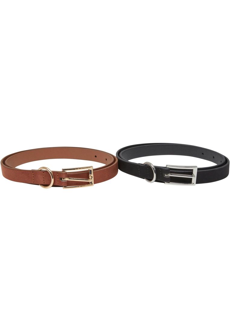 Slim Synthetic Velour Leather Belt 2-Pack -  - TTUTB7214 - 32