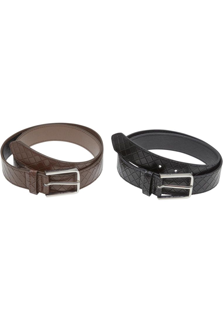 Woven Embossed Synthetic Leather Belt 2-Pack -  - TTUTB7217A - 32