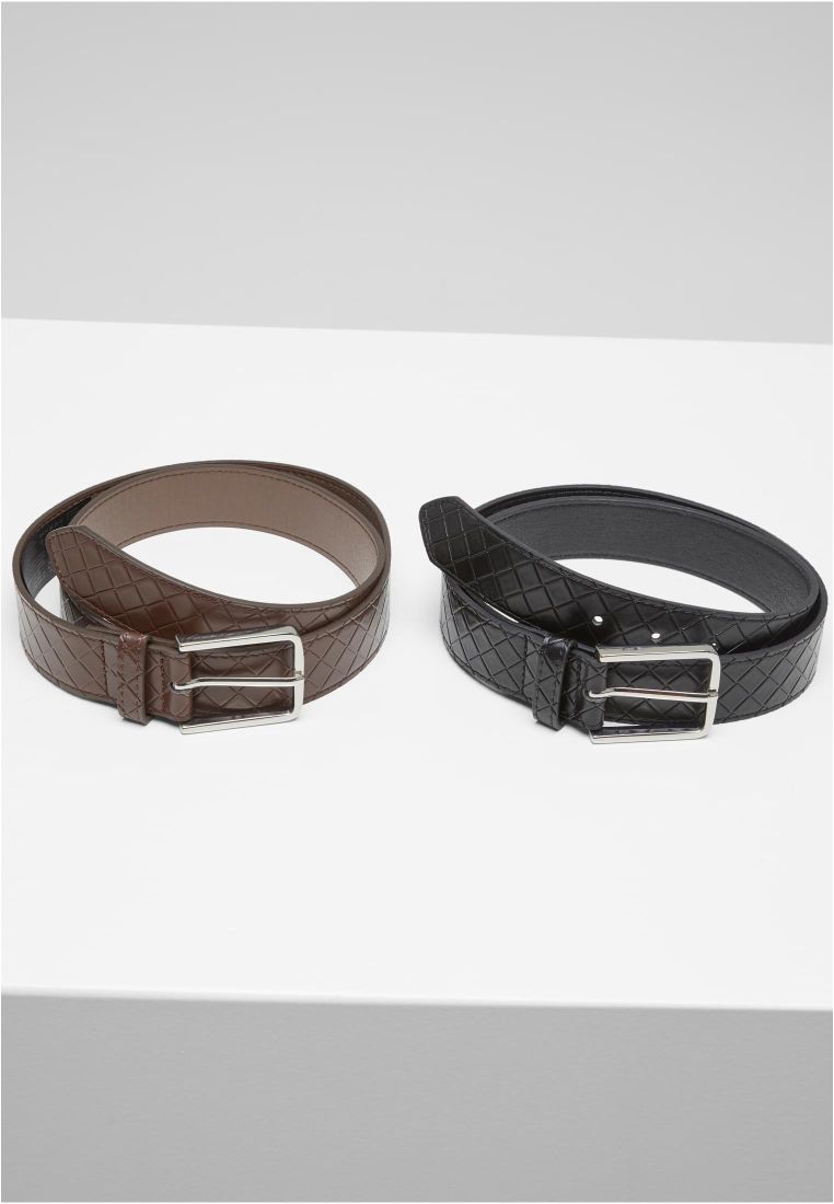 Woven Embossed Synthetic Leather Belt 2-Pack -  - TTUTB7217A - 3
