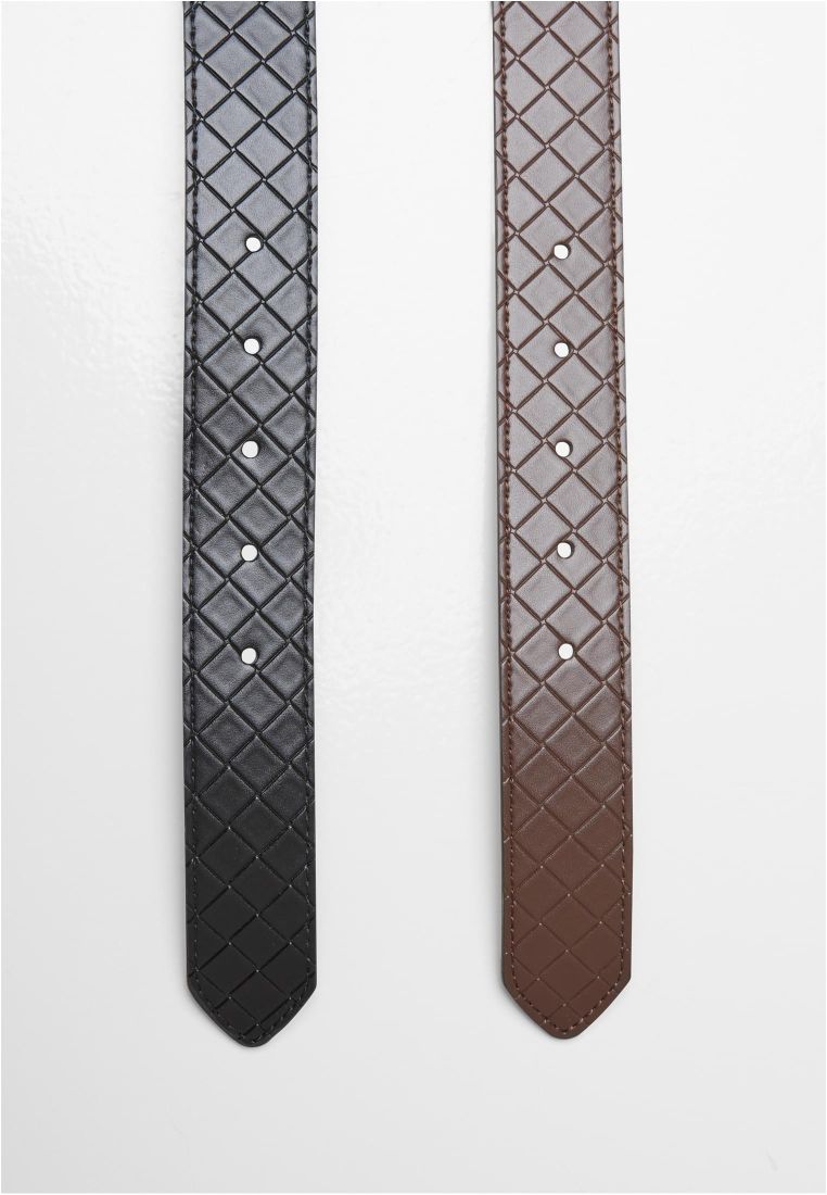 Woven Embossed Synthetic Leather Belt 2-Pack -  - TTUTB7217A - 5