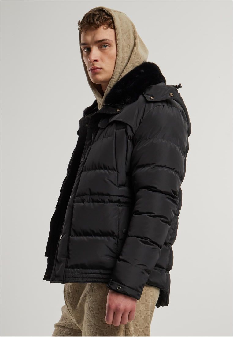 Puffer Jacket With Detachable Fur Collar - Mens Jackets - TTUTB7259 - 44