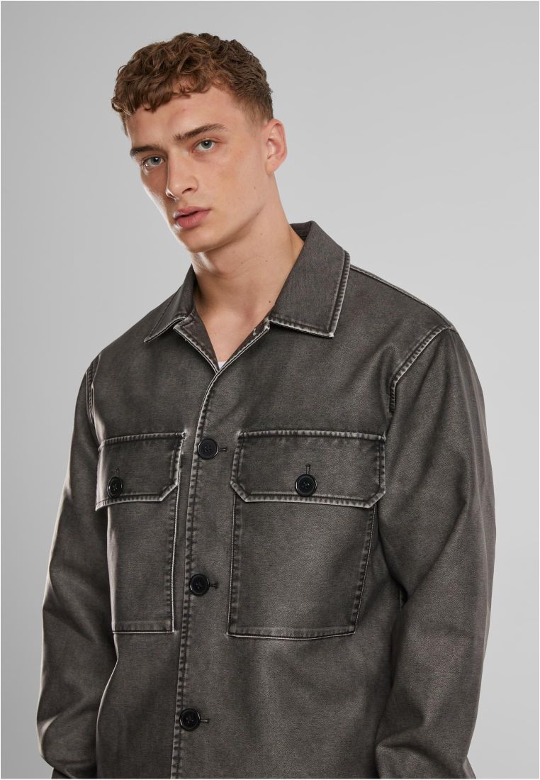 Synthetic Vintage Leather Shirt Jacket -  - TTUTB7330 - 6