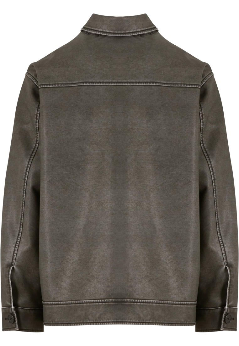 Synthetic Vintage Leather Shirt Jacket -  - TTUTB7330 - 9