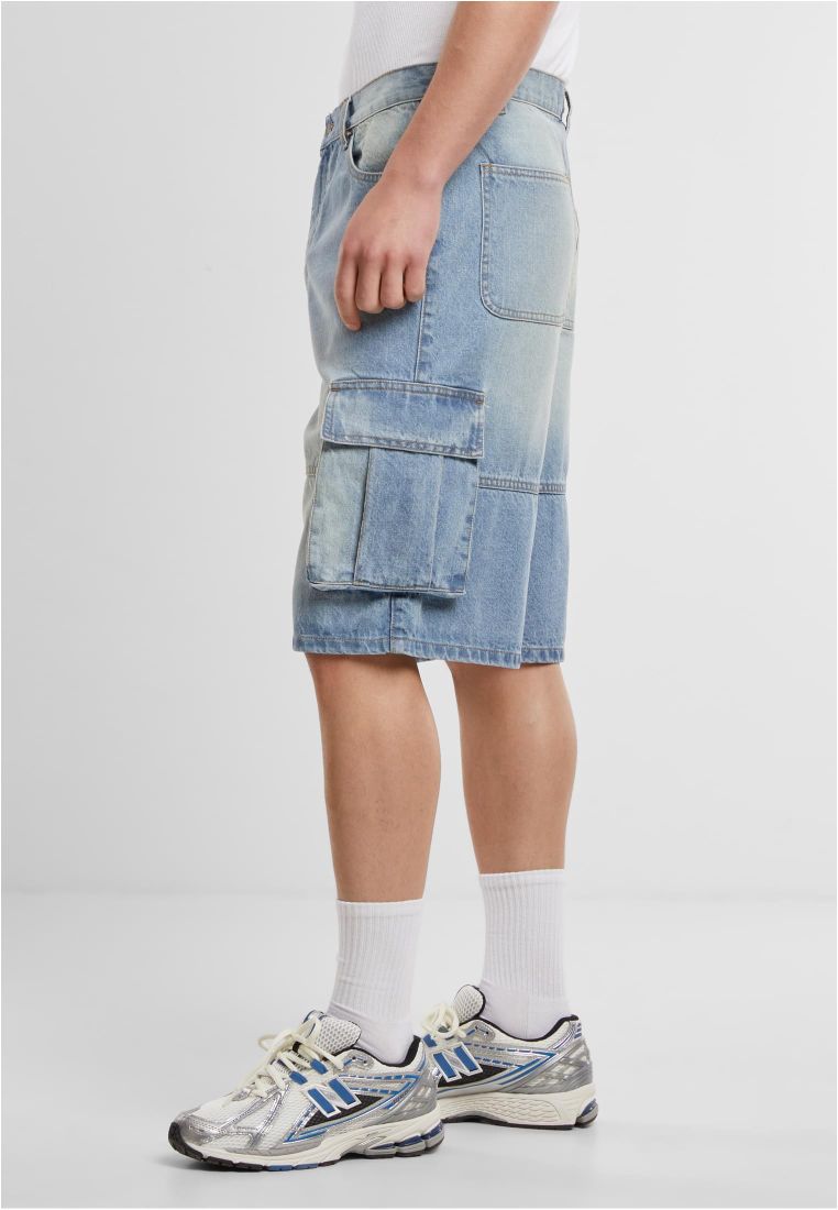 Relaxed Denim Cargo Shorts -  - TTUTB7367 - 4