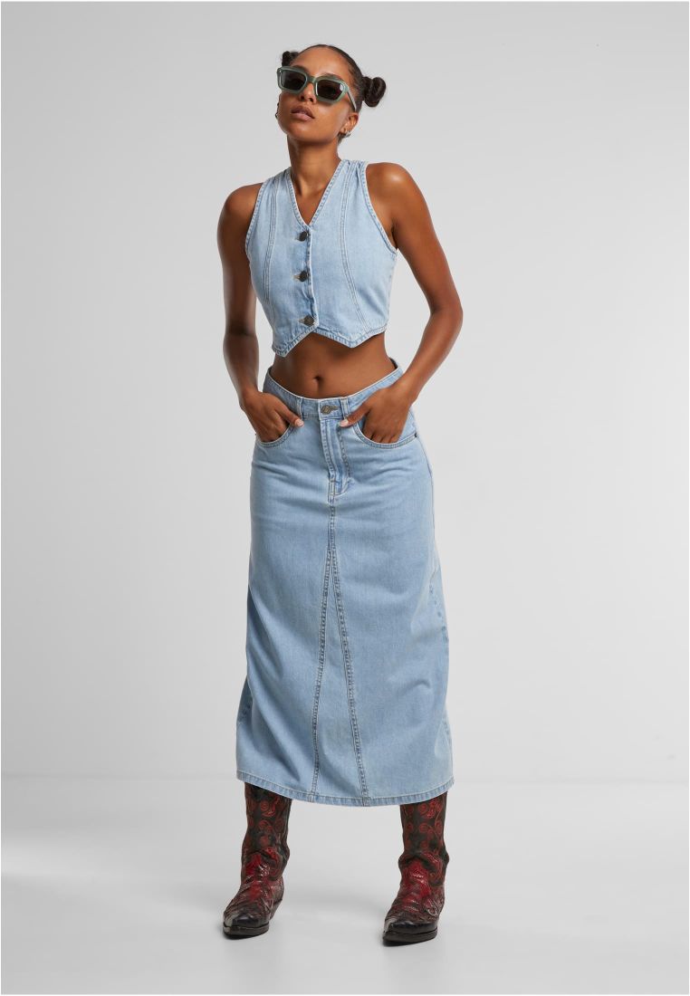 Ladies Soft Denim Midi Skirt - - TTUTB7443 - 338