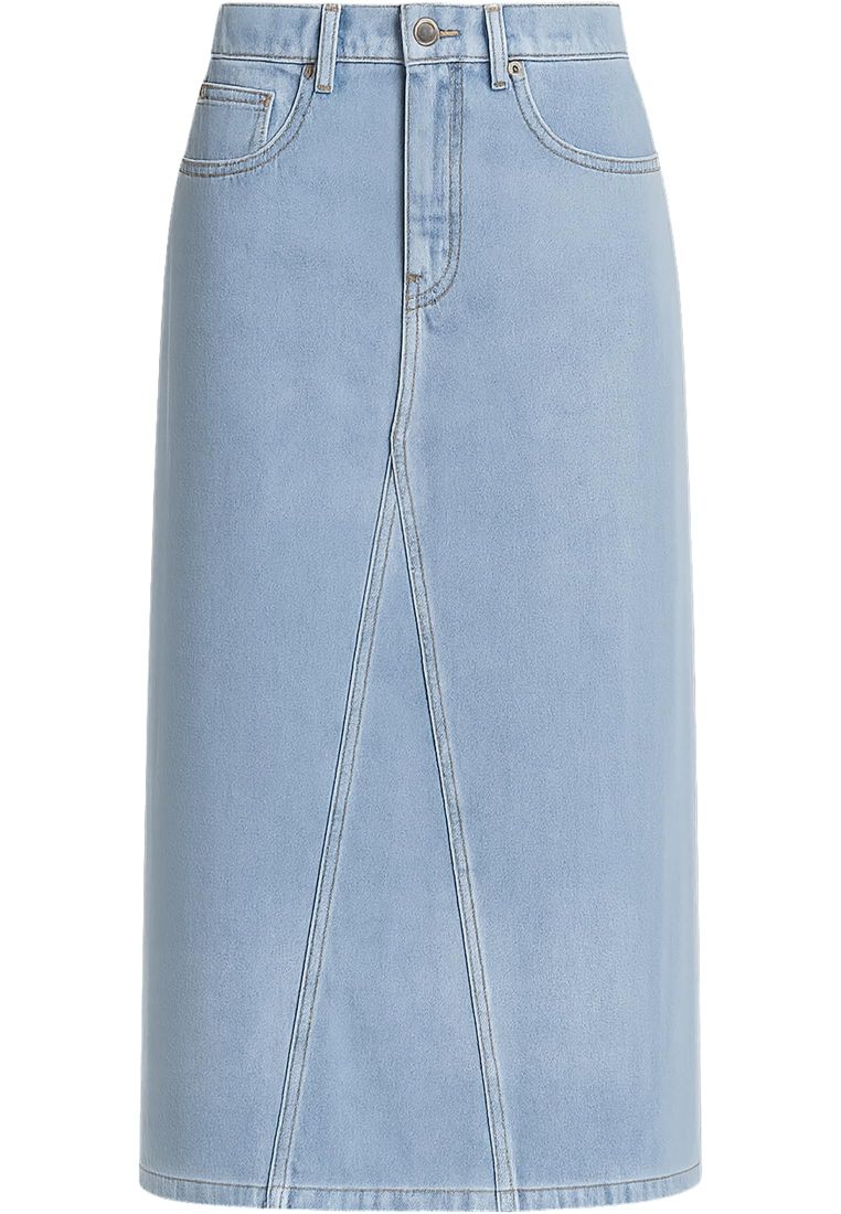 Ladies Soft Denim Midi Skirt - - TTUTB7443 - 332
