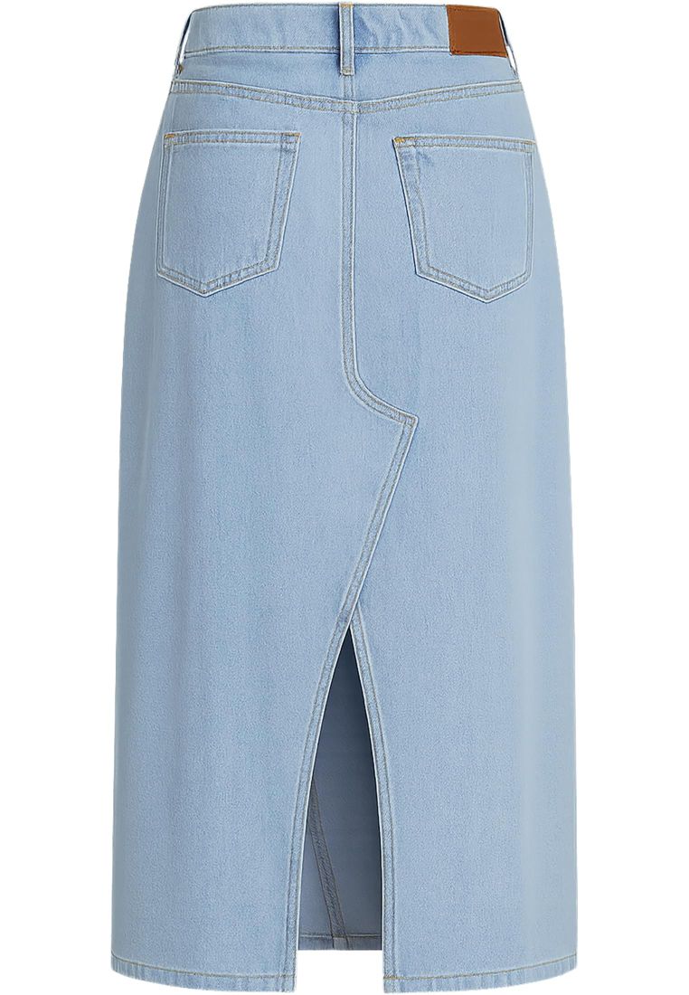 Ladies Soft Denim Midi Skirt - - TTUTB7443 - 341