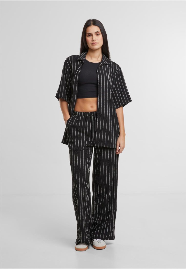 Ladies Structured Striped Relaxed Fit Pants - - TTUTB7472 - 7