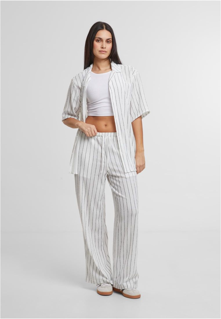 Ladies Structured Striped Relaxed Fit Pants - - TTUTB7472 - 38