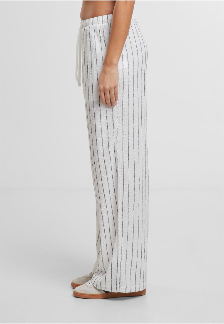 Ladies Structured Striped Relaxed Fit Pants - - TTUTB7472 - 35