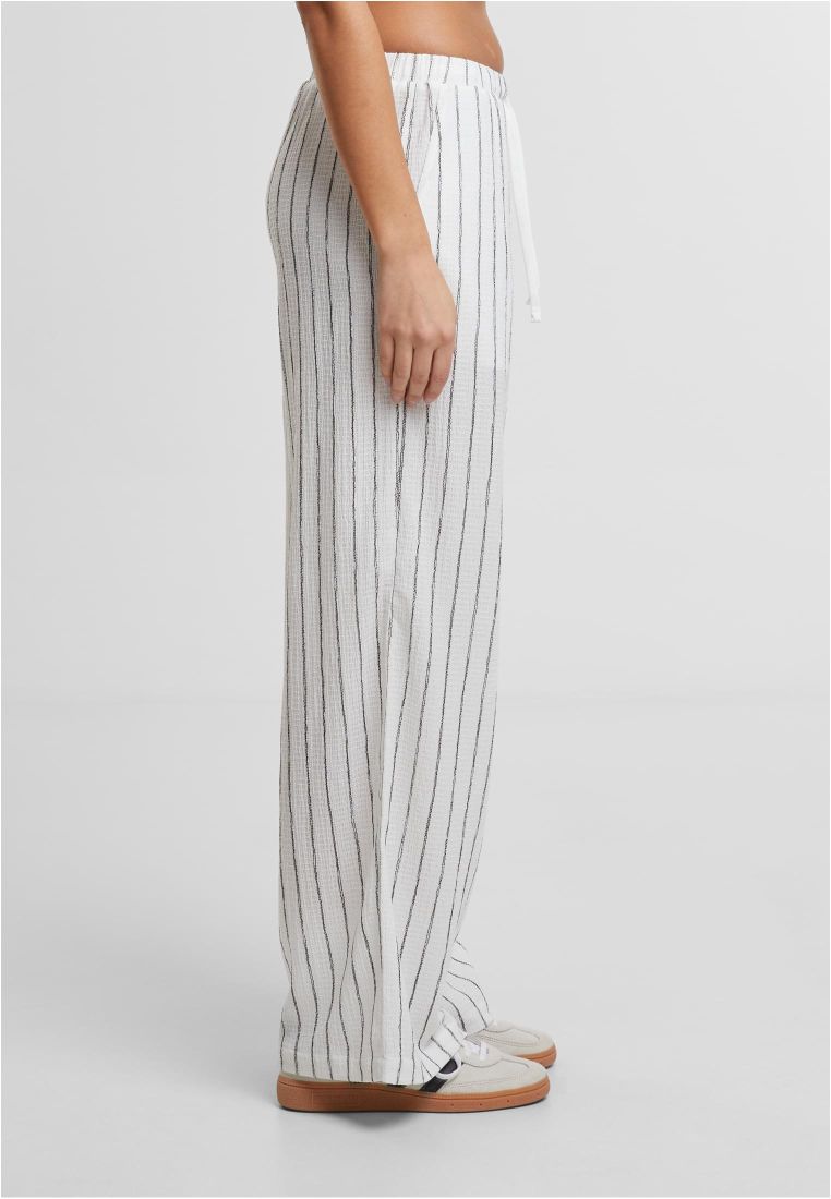 Ladies Structured Striped Relaxed Fit Pants - - TTUTB7472 - 37