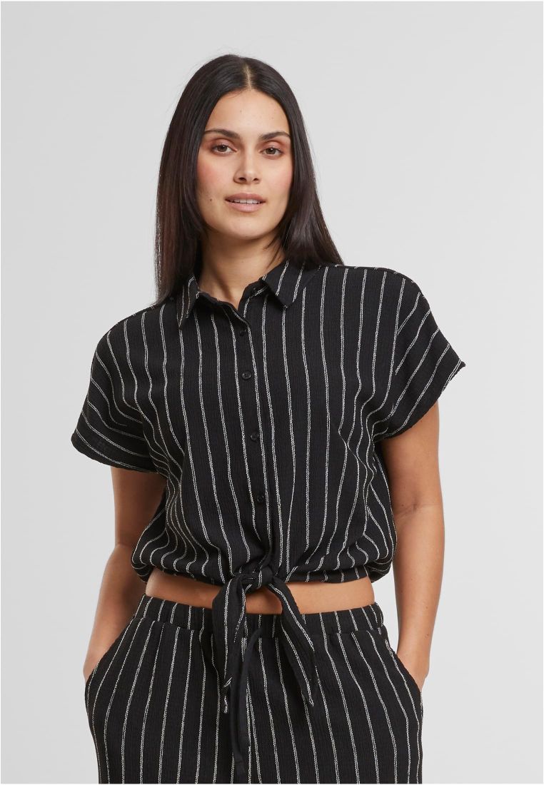 Ladies Structured Striped Tied Blouse -  - TTUTB7474 - 1