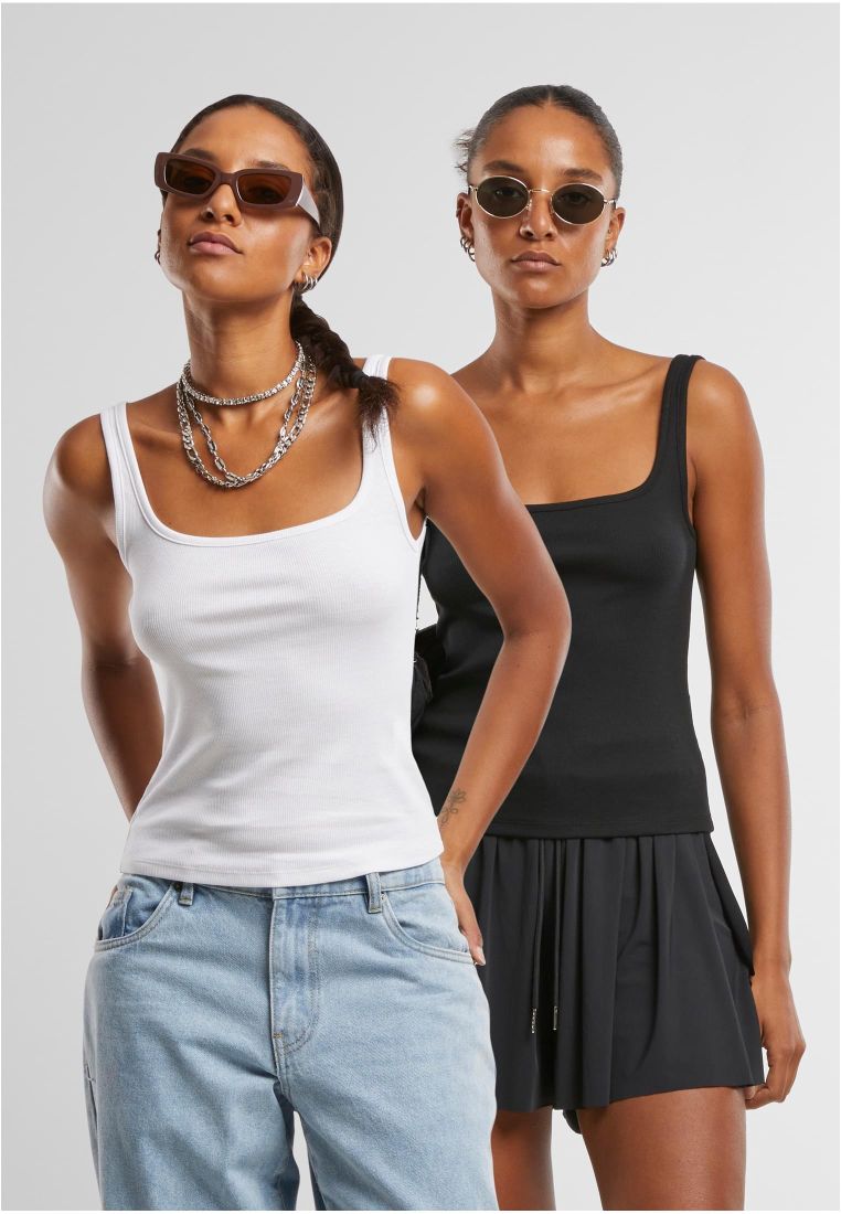 Ladies Wide Neck Rib Top 2-Pack - - TTUTB7513A - 3