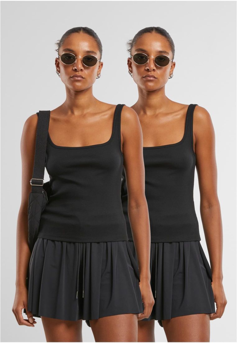 Ladies Wide Neck Rib Top 2-Pack - - TTUTB7513A - 574