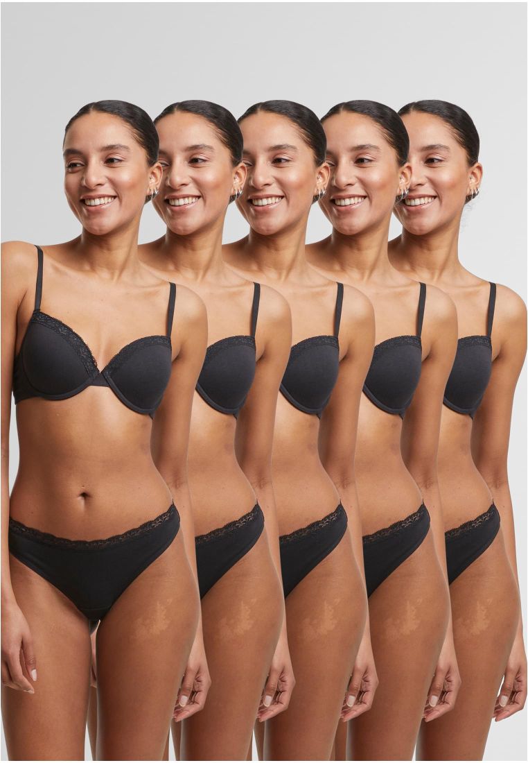 Ladies Basic Cotton Tanga Lace 5-Pack - - TTUTB7667C - 3