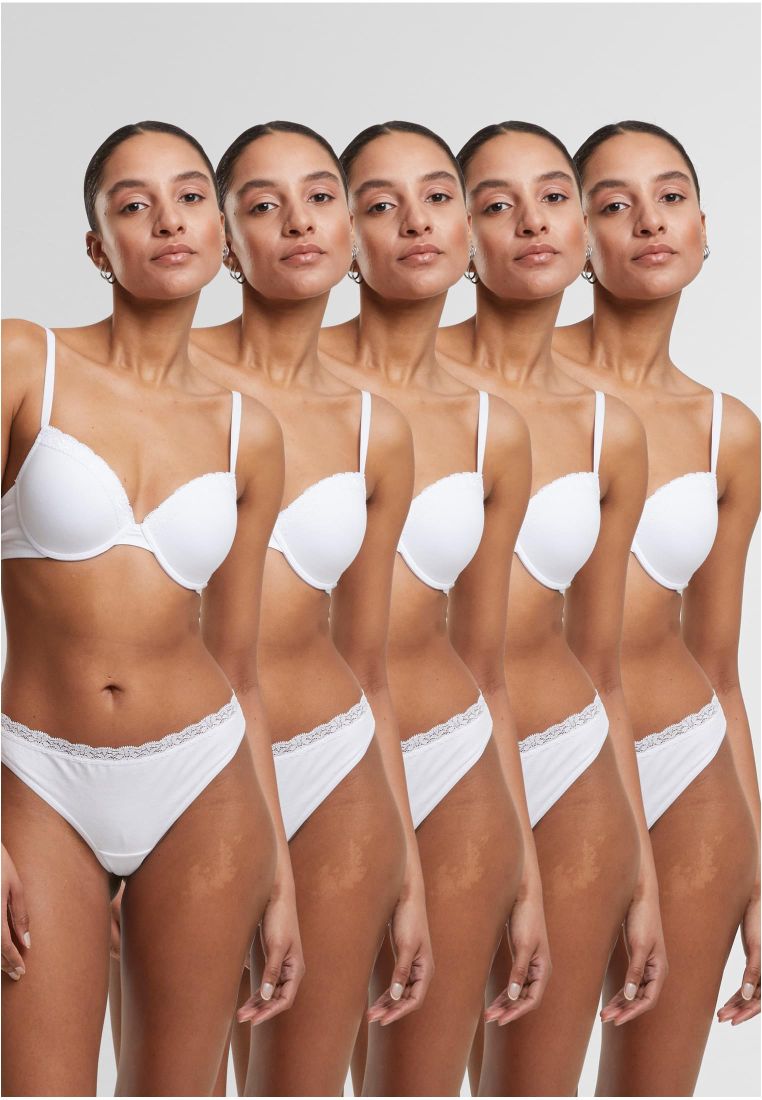 Ladies Basic Cotton Tanga Lace 5-Pack - - TTUTB7667C - 184