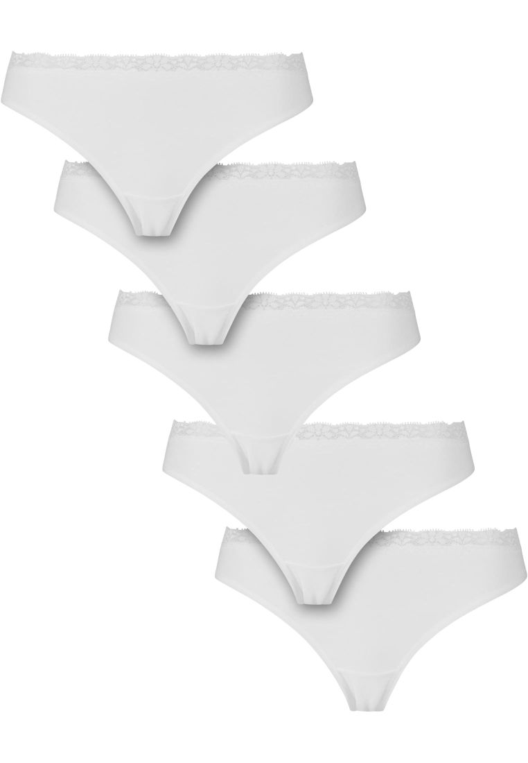 Ladies Basic Cotton Tanga Lace 5-Pack - - TTUTB7667C - 188