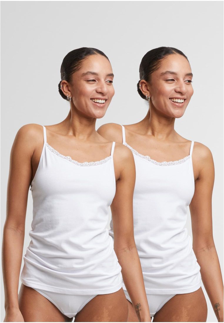 Ladies Basic Tank Top Cotton Lace 2-Pack - - TTUTB7674A - 3