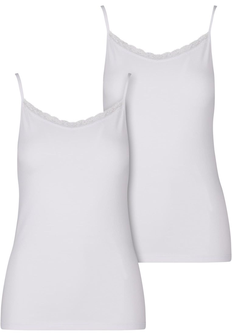 Ladies Basic Tank Top Cotton Lace 2-Pack - - TTUTB7674A - 7
