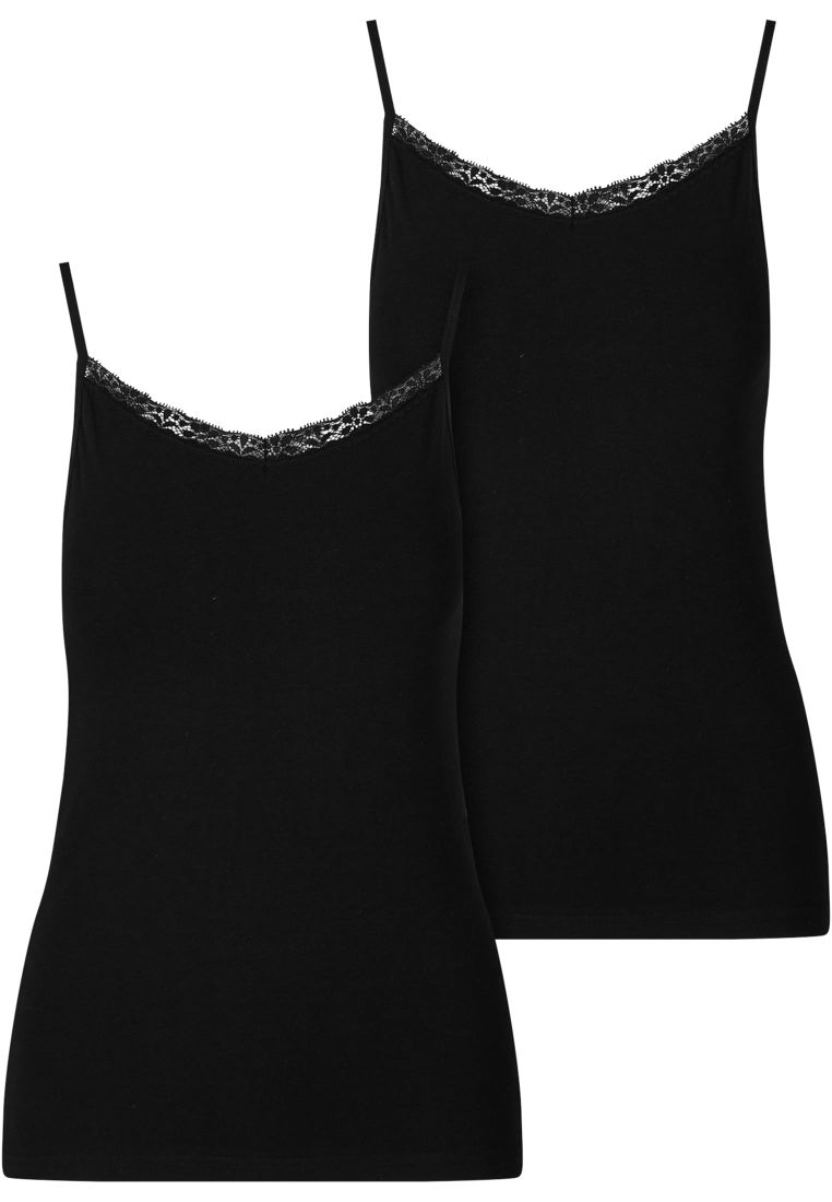 Ladies Basic Tank Top Cotton Lace 2-Pack - - TTUTB7674A - 338