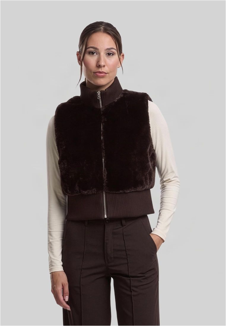 Ladies Cropped Faux Fur Vest -  - TTUTB7933 - 301