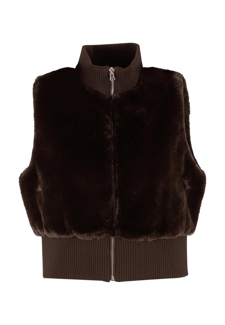Ladies Cropped Faux Fur Vest -  - TTUTB7933 - 307