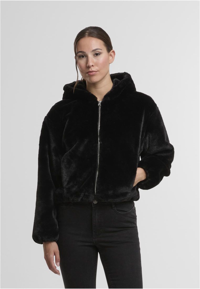 Ladies Full Zip Faux Fur Hoodie -  - TTUTB7934 - 1