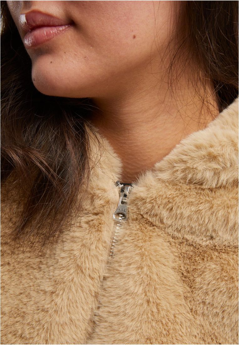 Ladies Full Zip Faux Fur Hoodie - - TTUTB7934 - 337