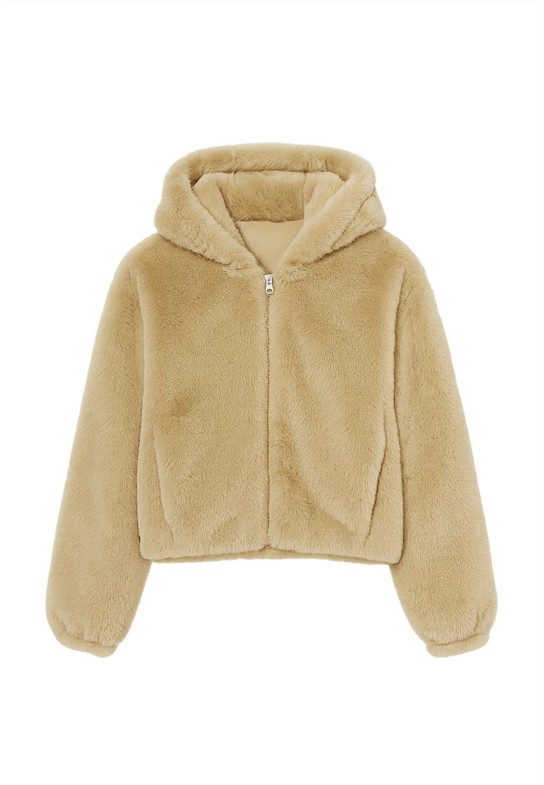 Ladies Full Zip Faux Fur Hoodie - - TTUTB7934 - 332