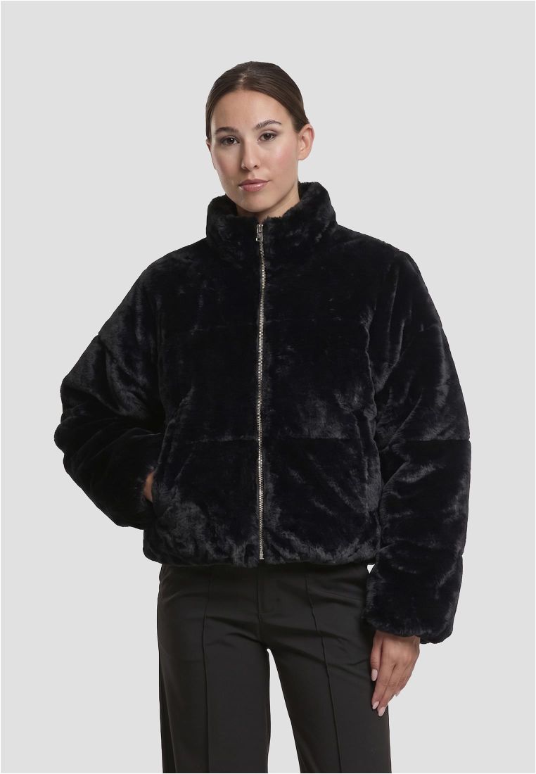 Ladies Short Faux Fur Puffer Jacket - - TTUTB7935 - 31