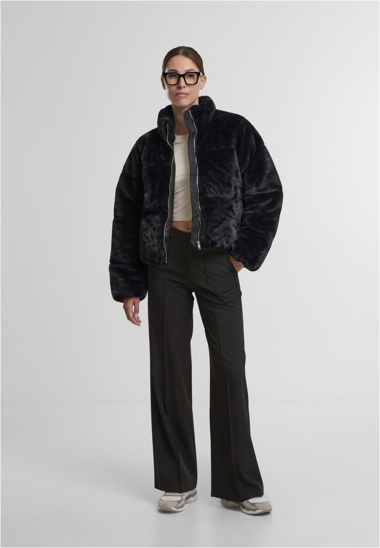 Ladies Short Faux Fur Puffer Jacket - - TTUTB7935 - 36