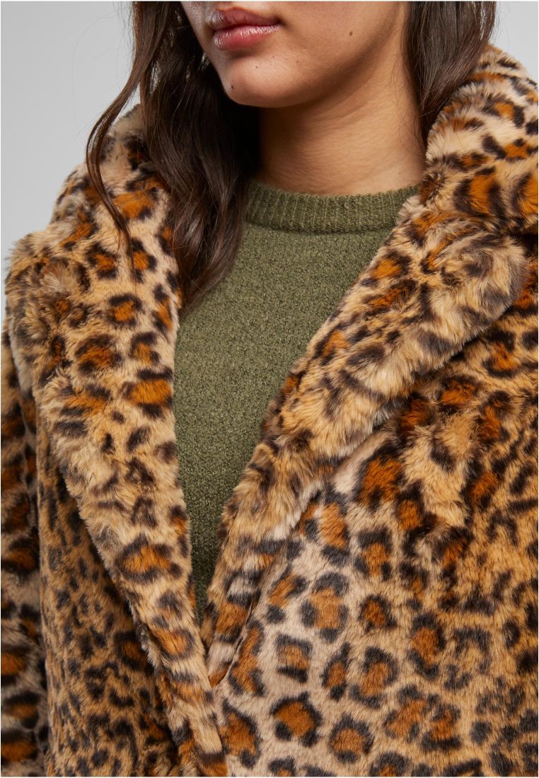 Ladies Oversized Faux Fur Leo Coat -  - TTUTB7937 - 6