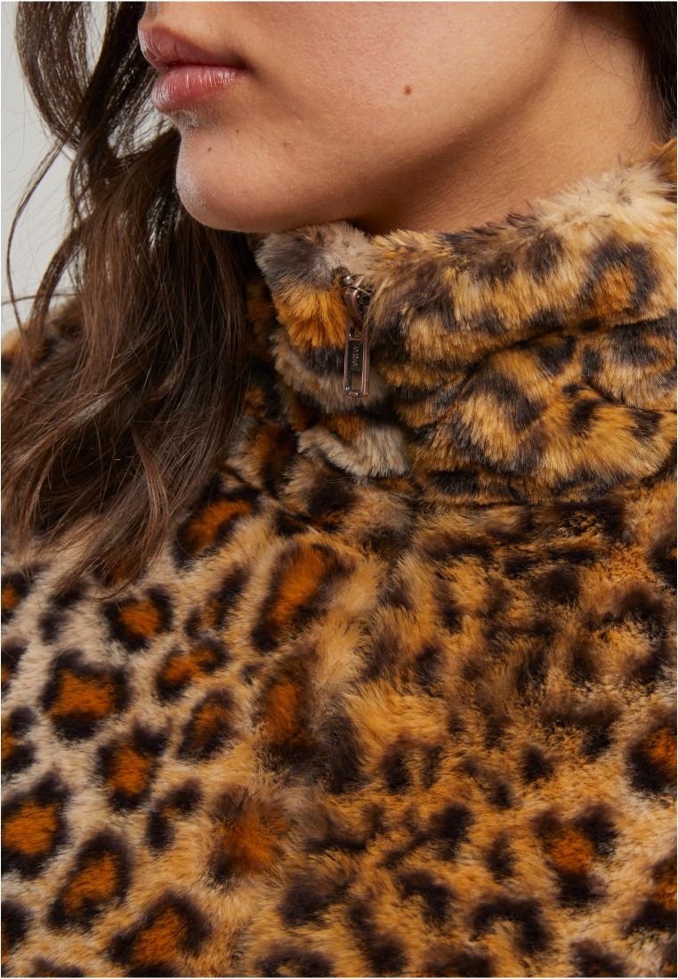 Ladies Cropped Faux Fur Leo Jacket - - TTUTB7938 - 6