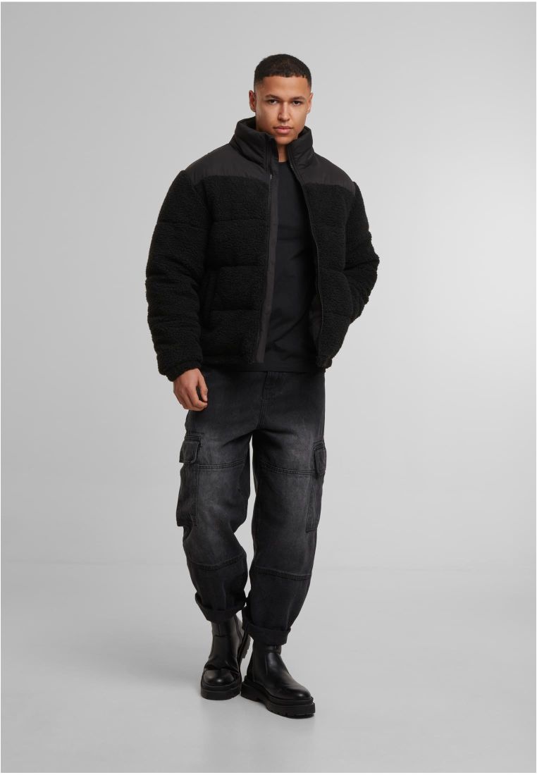 Fabric Mix Teddy Puffer Jacket - - TTUTB7940 - 5