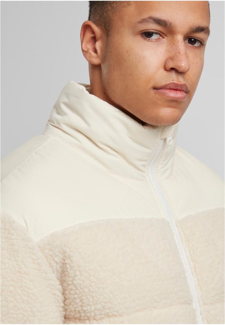 Fabric Mix Teddy Puffer Jacket - - TTUTB7940 - 517