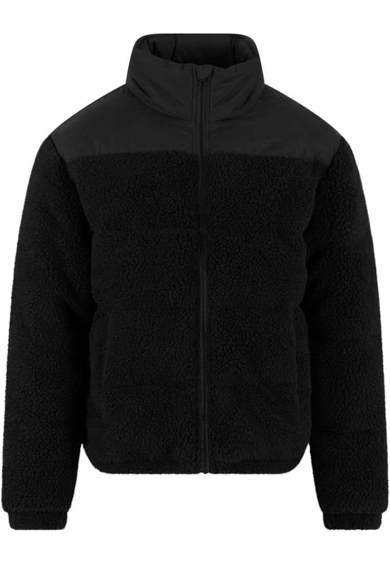 Fabric Mix Teddy Puffer Jacket - - TTUTB7940 - 8