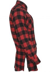 Side-Zip Long Checked Flanell Shirt
