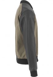 Cotton Bomber Synthetic Leather Sleeve Jacket