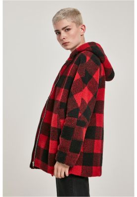 Hooded Oversized Check Jacket-TB3056 Ladies Sherpa