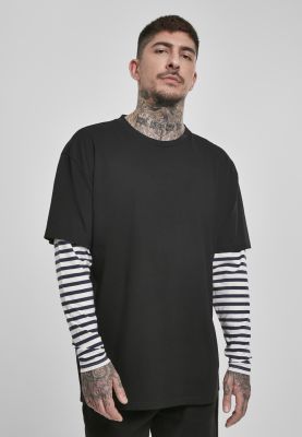 Oversized Double Layer Tee-TB3498 Striped LS