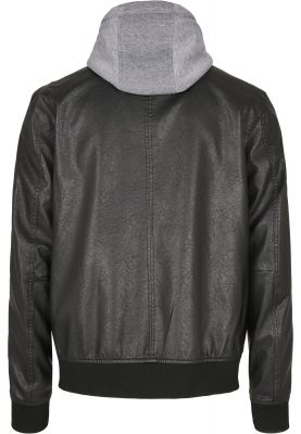 Fleece Hooded Fake Leather Jacket