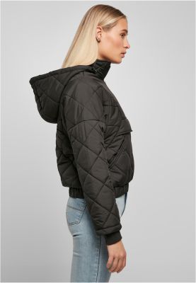 Ladies Oversized Diamond Quilted Pull Over Jacket-TB4555